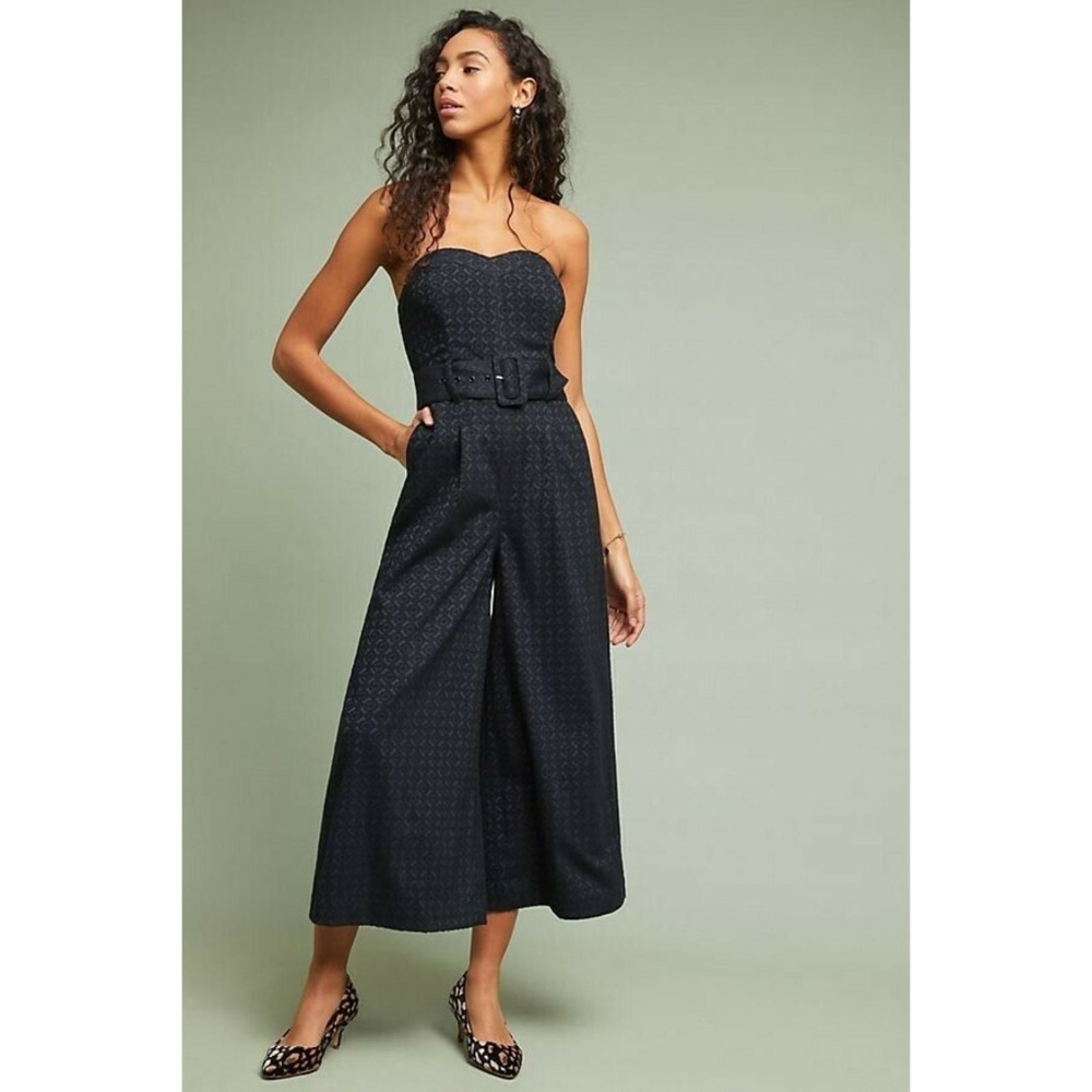 Anthropologie Black Strapless Jumpsuit